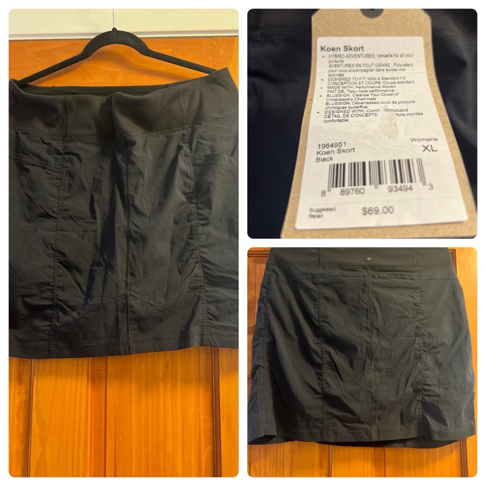 NWT PrAna black Koen skort size XL